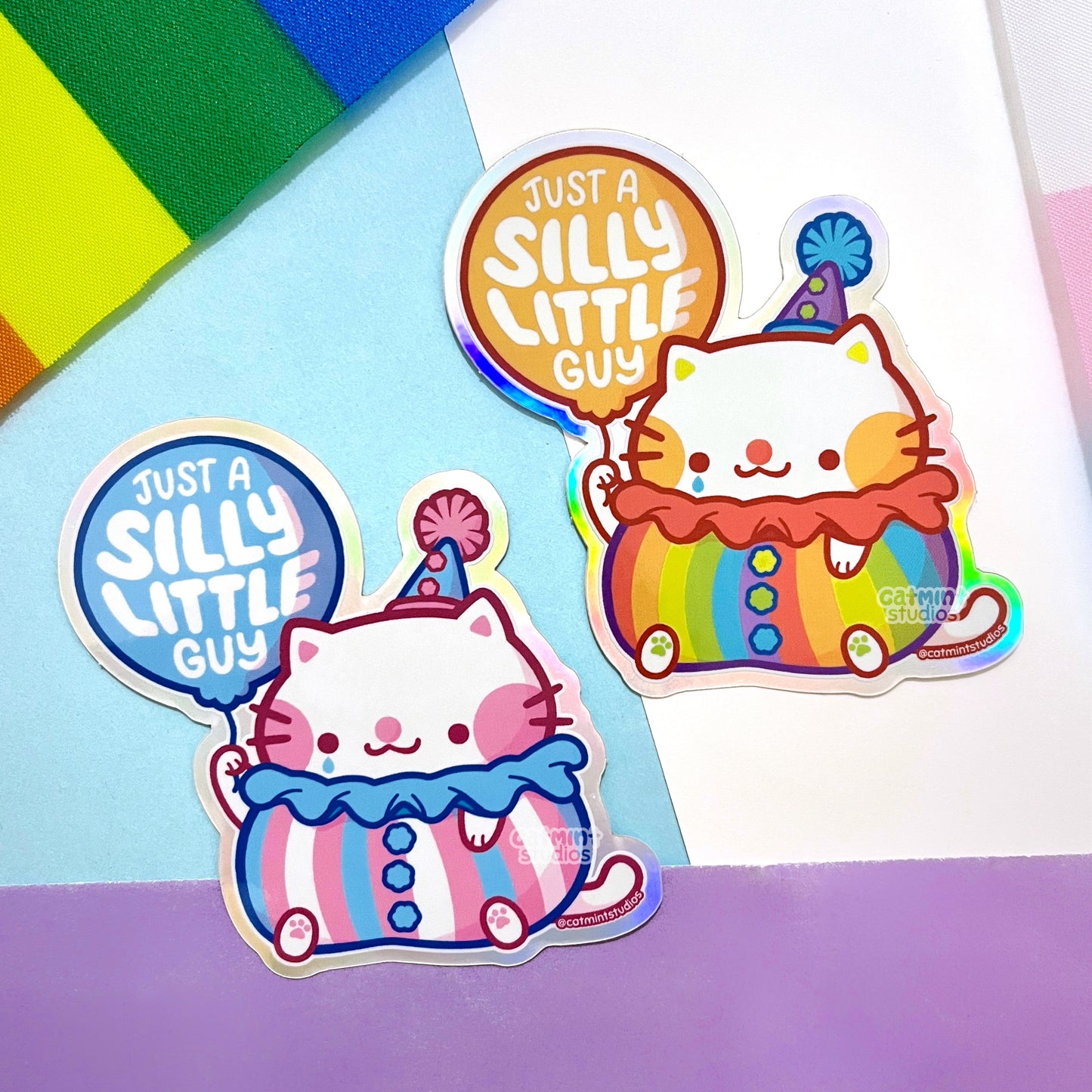 Silly Pride Clowns Holographic Vinyl Stickers