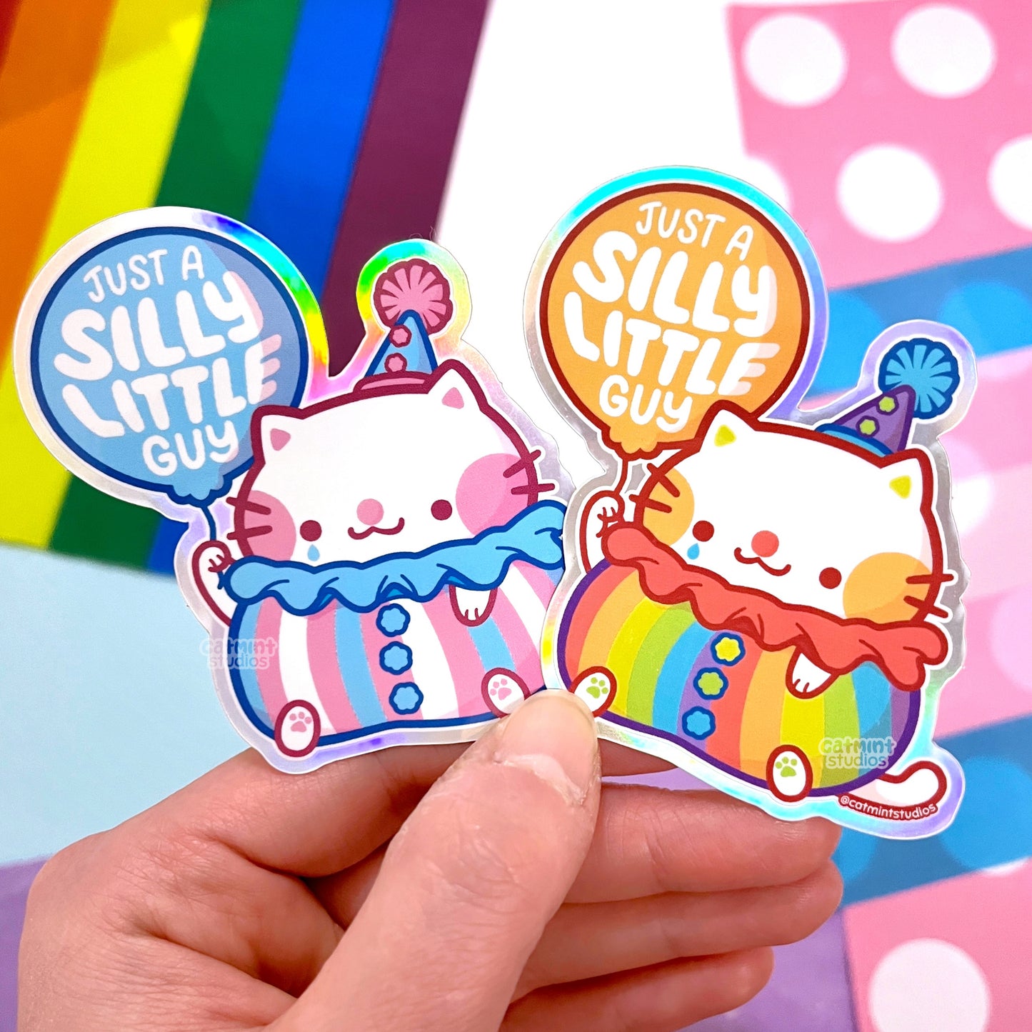 Silly Pride Clowns Holographic Vinyl Stickers