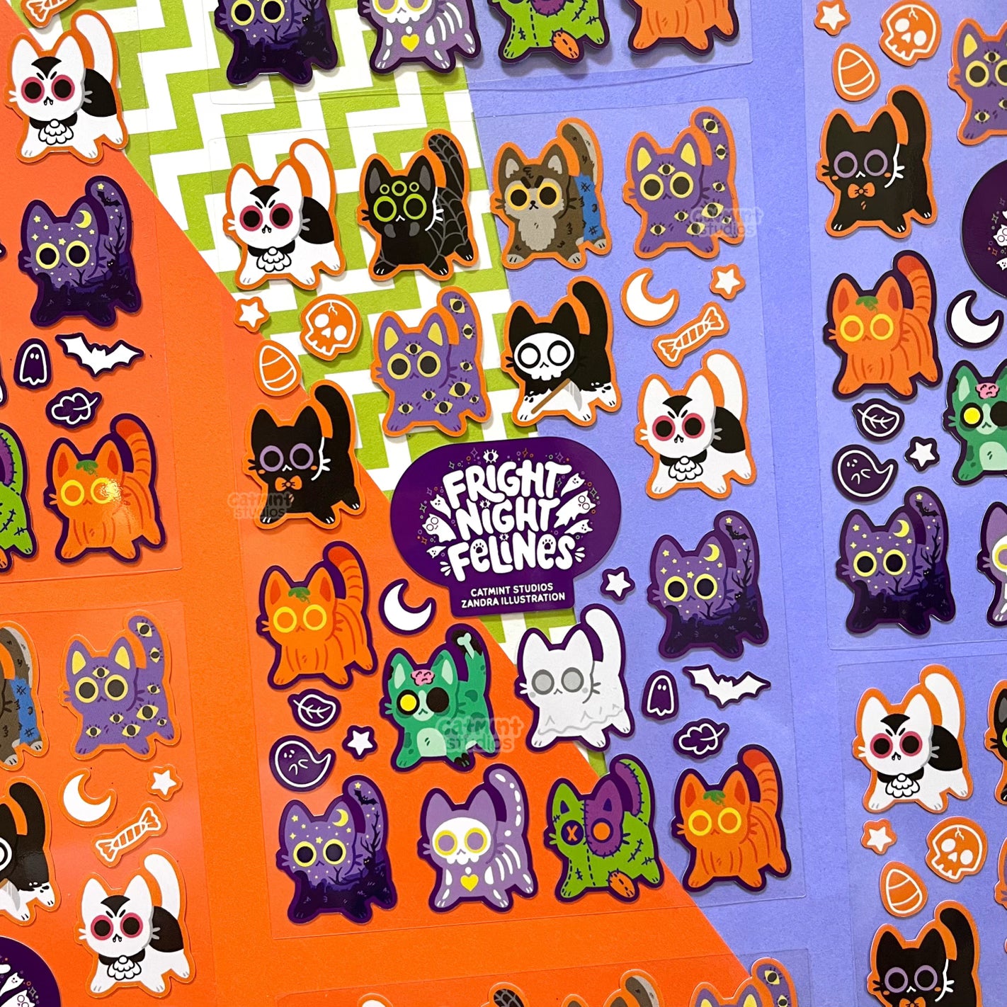 Catmint Studios x Zandra Illustration Collab Kitties Sticker Sheets