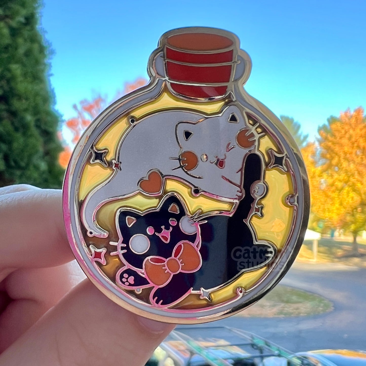 (Orange) Ghost Bottle Clear Enamel Pin