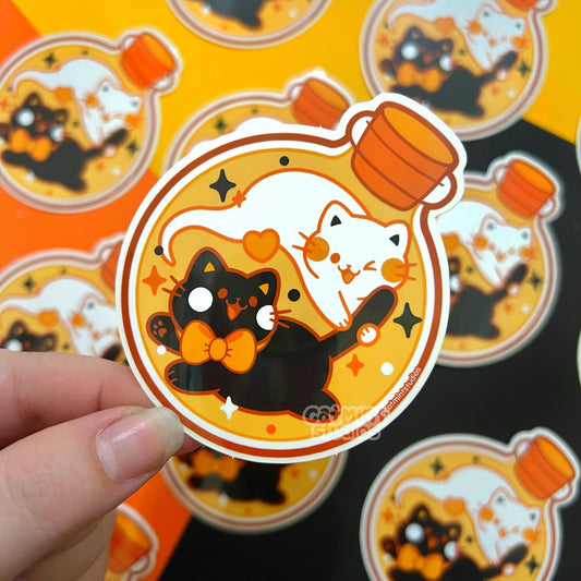 (Orange) Ghost Bottle Clear Vinyl Sticker