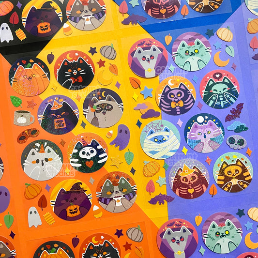 Halloween Kitties Glitter Sticker Sheets