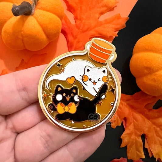 (Orange) Ghost Bottle Clear Enamel Pin
