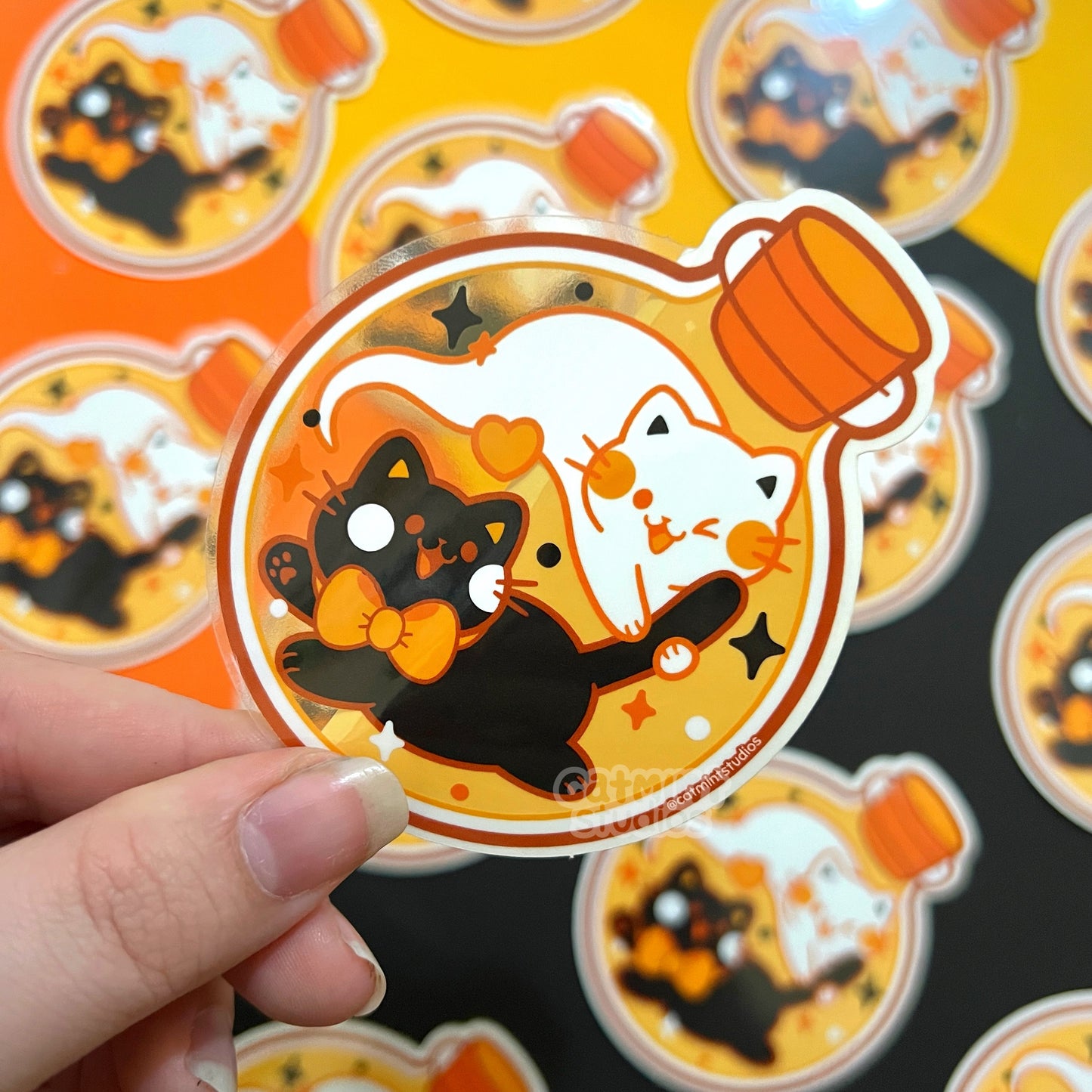 (Orange) Ghost Bottle Clear Vinyl Sticker