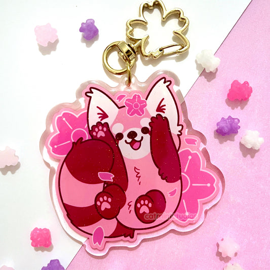 Cherry Blossom Red Panda Keychain