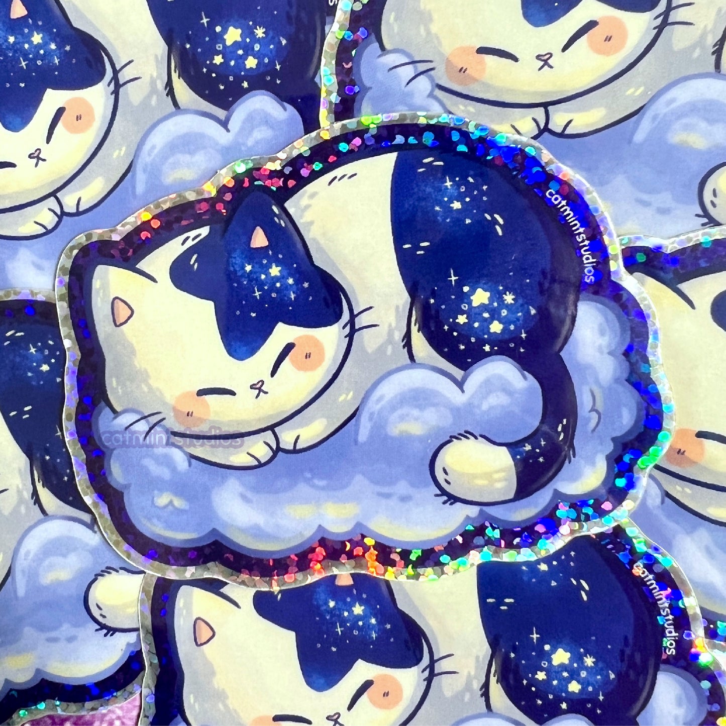 Starry Kitties Holographic Vinyl Stickers