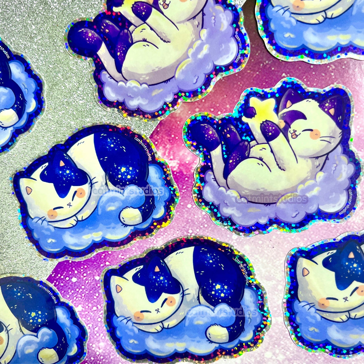 Starry Kitties Holographic Vinyl Stickers