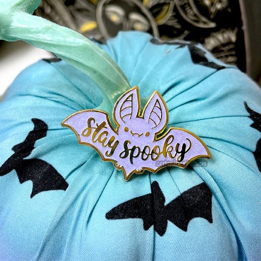 Glitter Purple Stay Spooky Enamel Pin