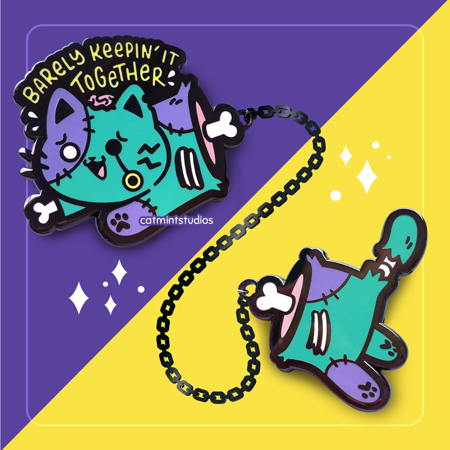 Zombie Cat Lapel Pin Set
