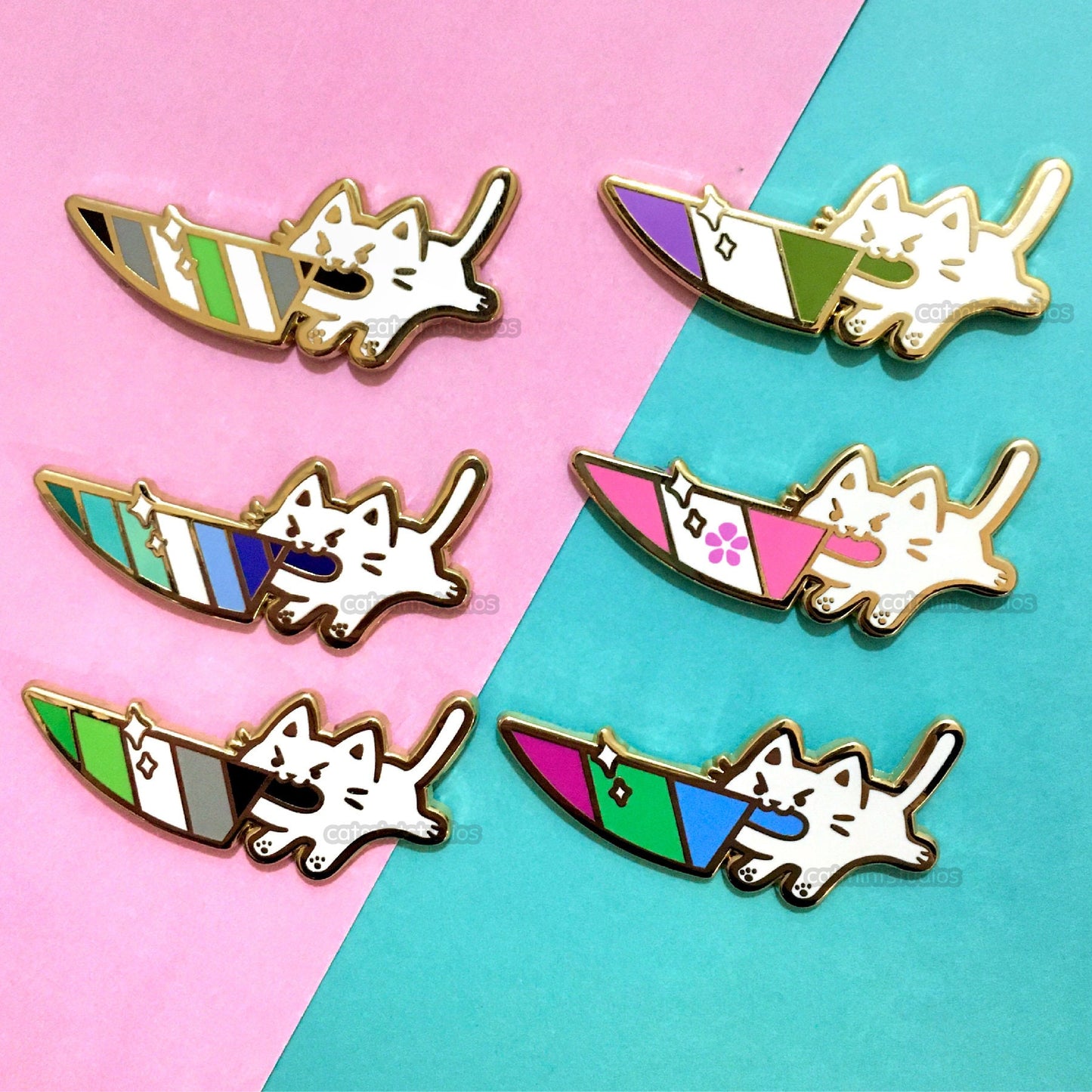 Pride Knife Cat Enamel Pins