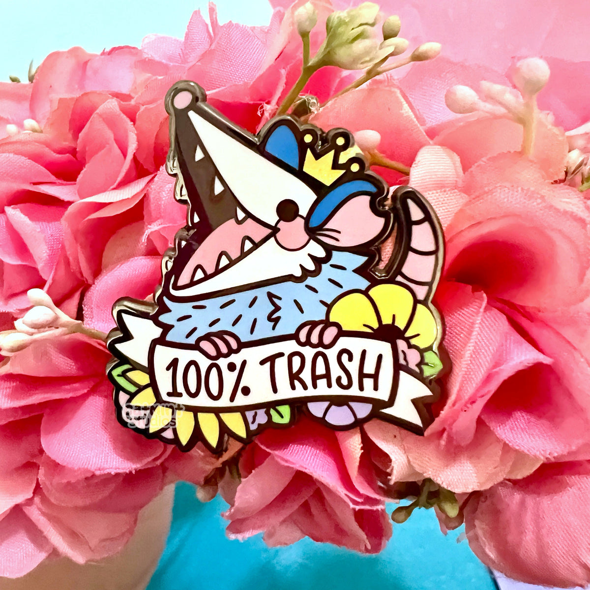 Tarsh Pin 100% Trash Enamel Pin – Catmint Studios