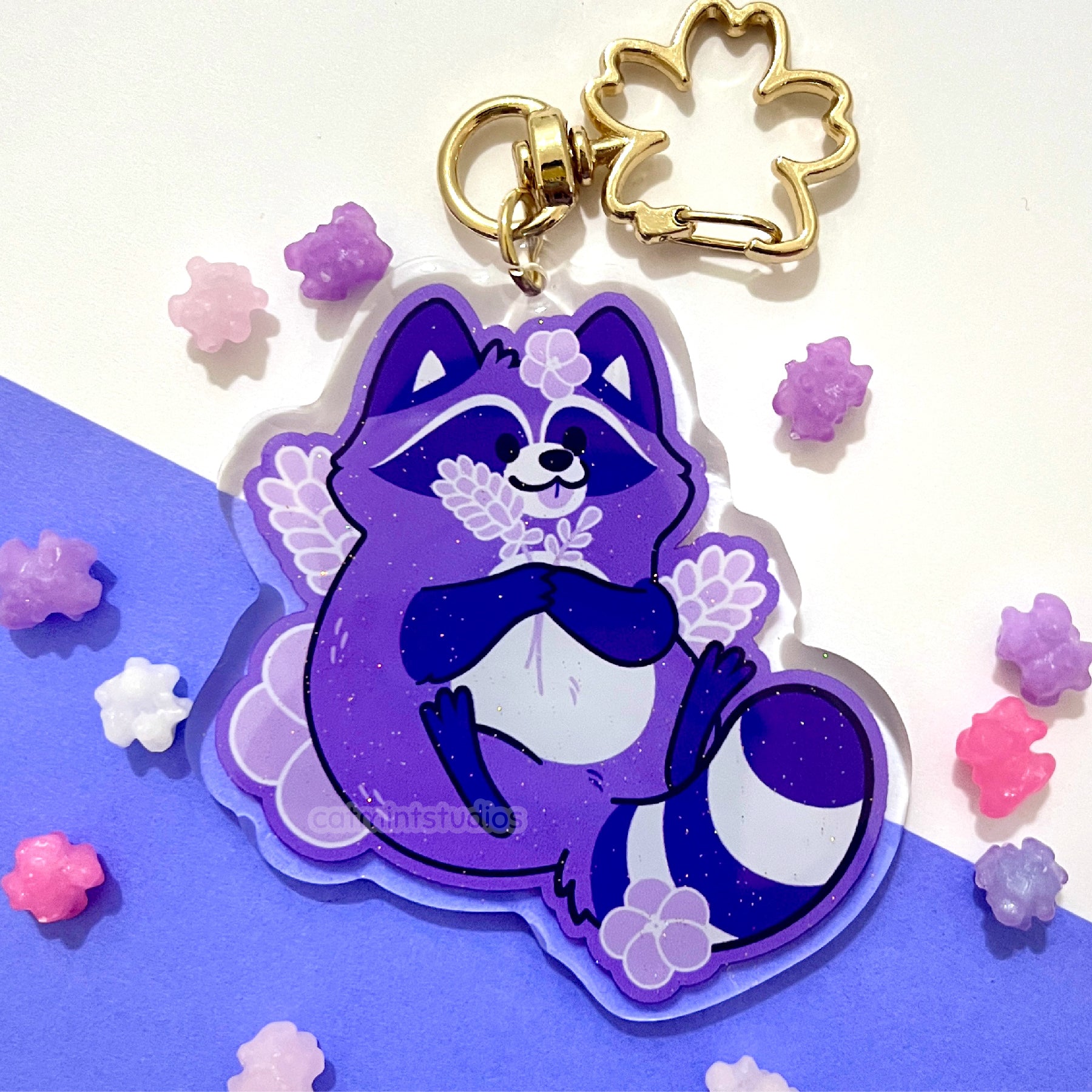 Lavender Raccoon Keychain – Catmint Studios