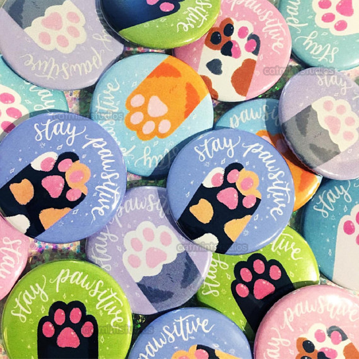 Stay Pawsitive Buttons