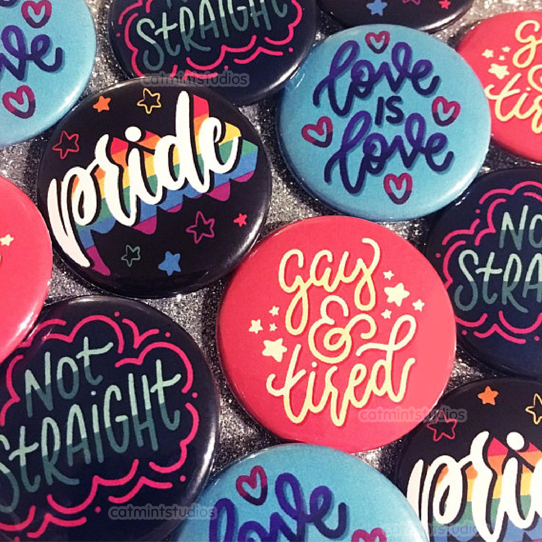Pride Button Pin Designs Pride Phrases Buttons – Catmint Studios