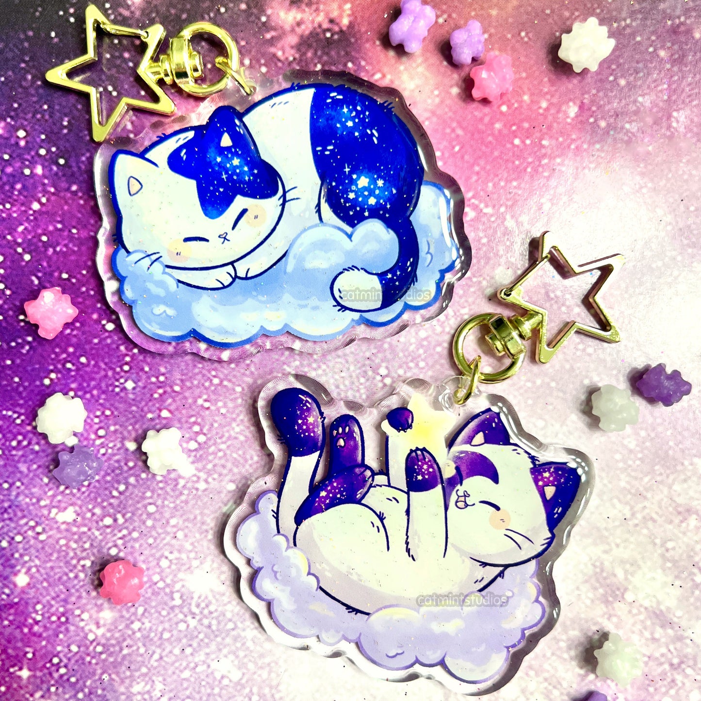 Starry Kitties Keychains