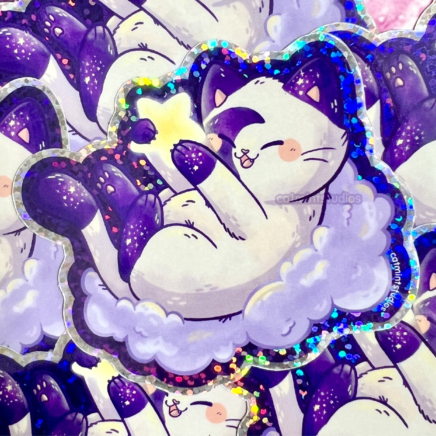 Starry Kitties Holographic Vinyl Stickers