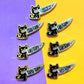 Pronoun Knife Cat Enamel Pins